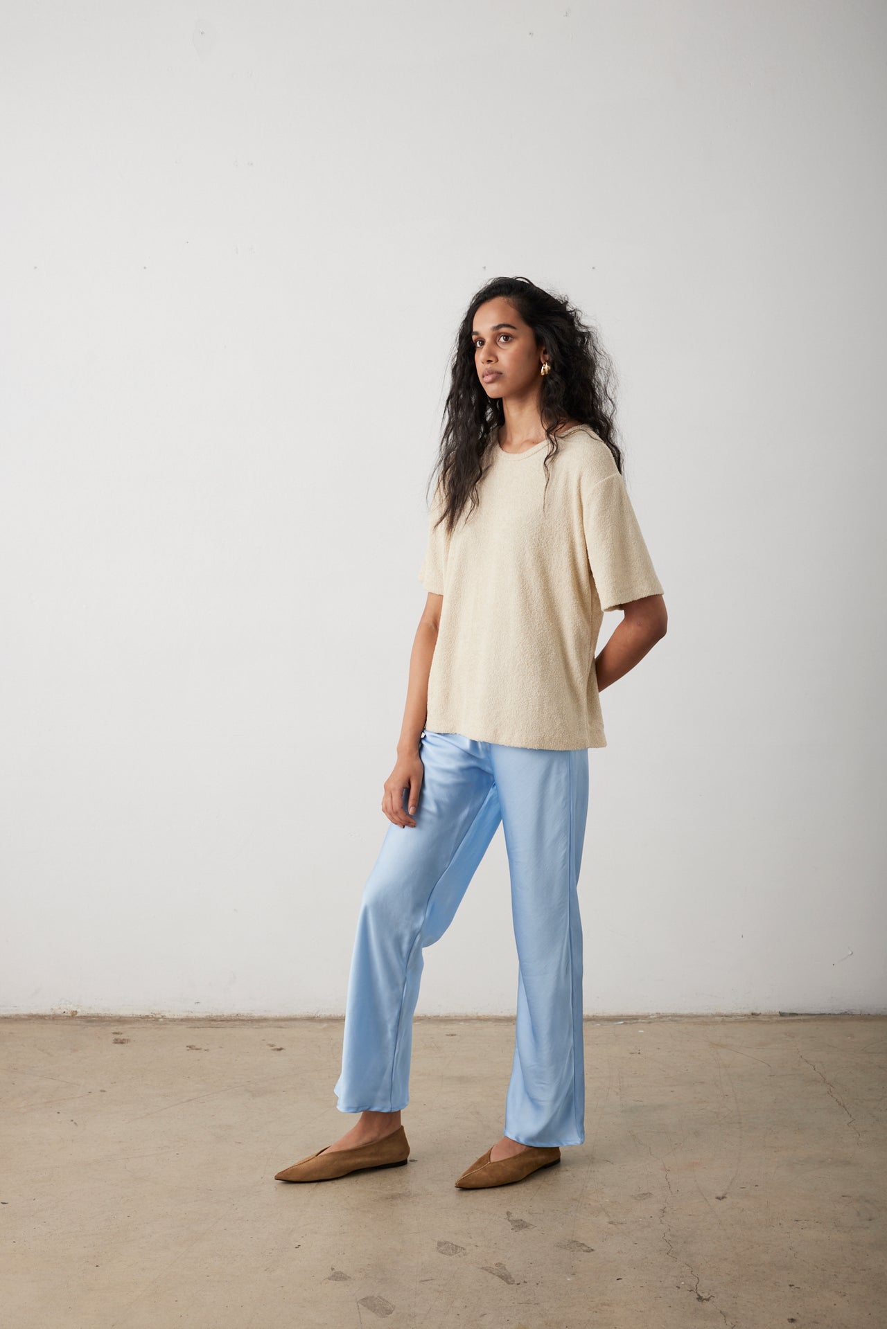 Women's Salome silk pant - duck egg