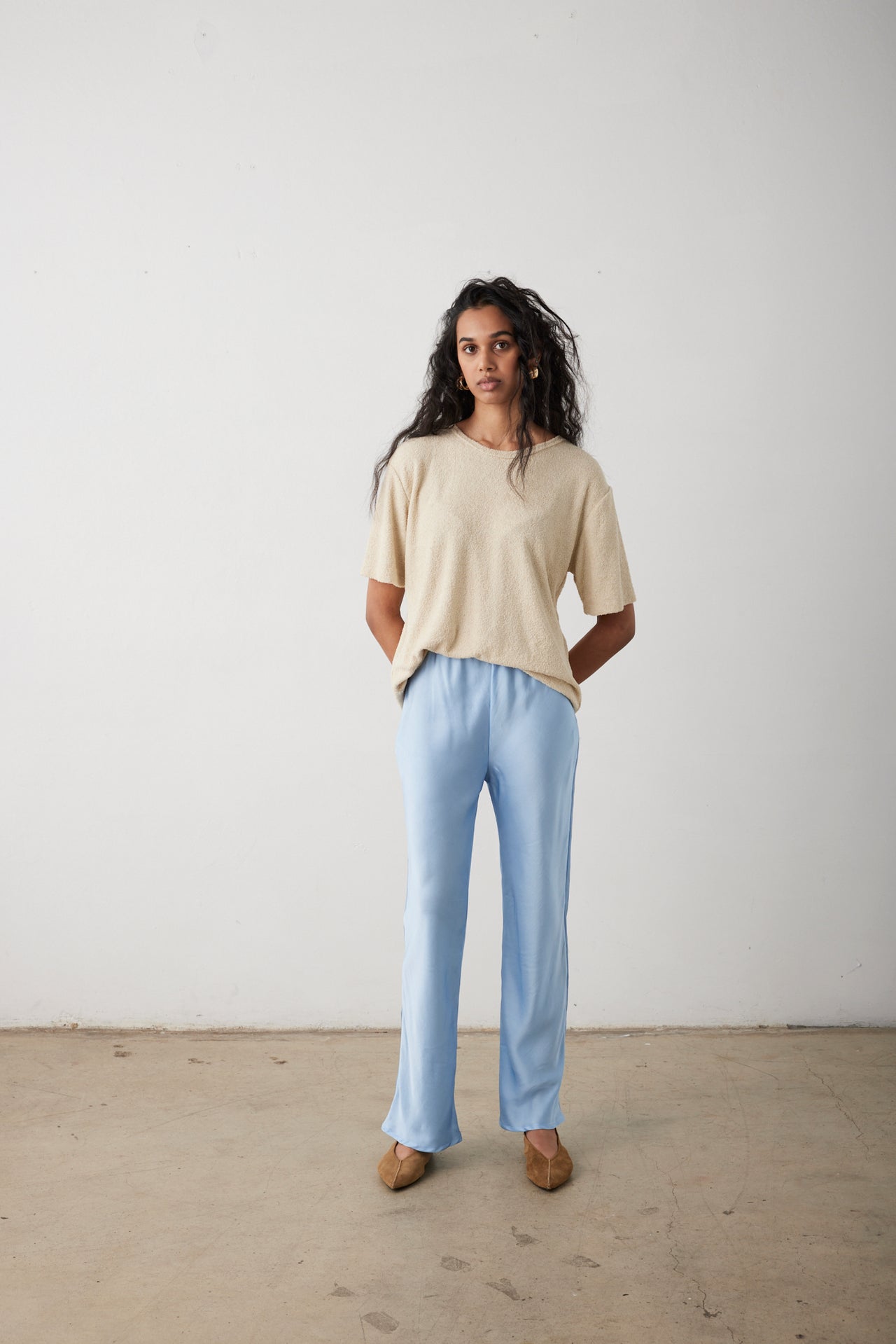 Women's Salome silk pant - duck egg